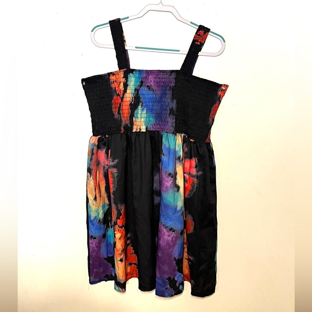 Yitemei Vibrant Multicolor Mini Dress With Gathered Bodice. Size 3XL. NWT.
